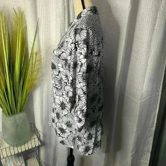 Chicos Women’s 2 US L Mixed Print 3/4 Roll Tab Sleeves High Low Tunic Top - Picture 5 of 13